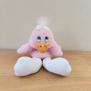 Vintage 90s Trendmasters Big Feet Duck Bean Bag Plush- Pink- 7"